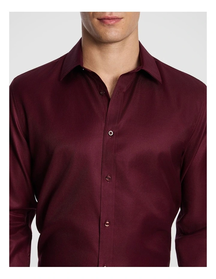 Maximum Two Ply Cotton Premium Slim Dress Shirt in Burgundy image 3