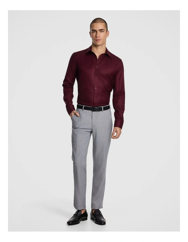 Maximum Two Ply Cotton Premium Slim Dress Shirt in Burgundy image 5