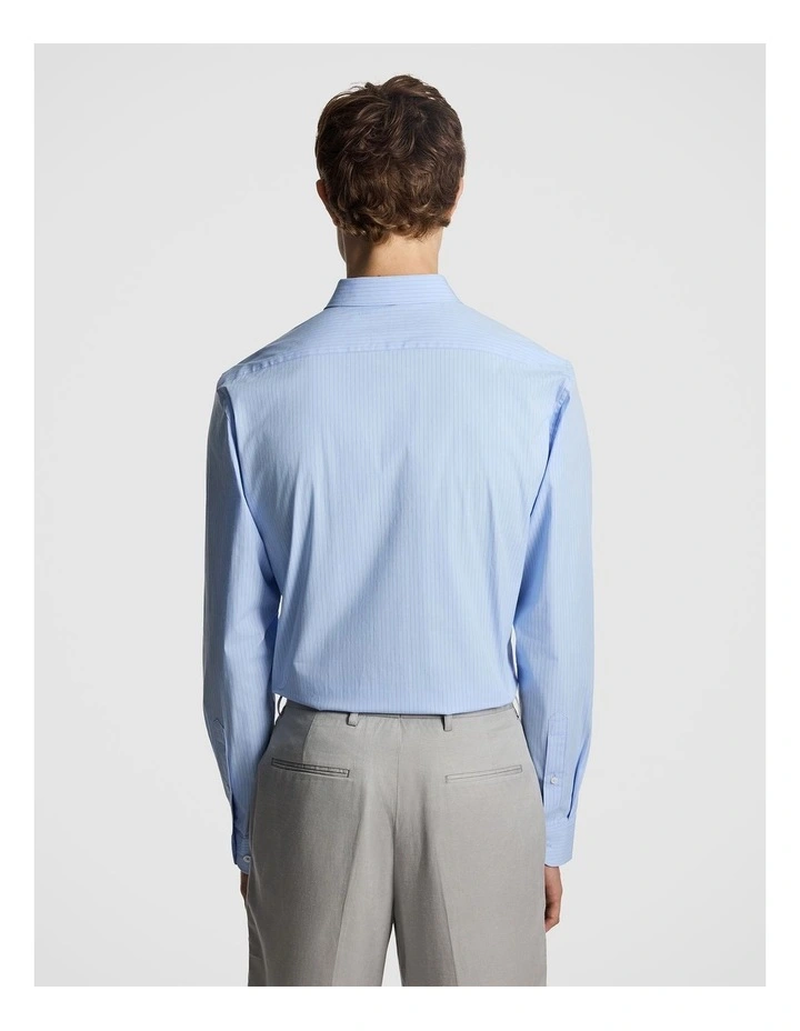 Linear Slim Stretch Dress Shirt in Blue image 2