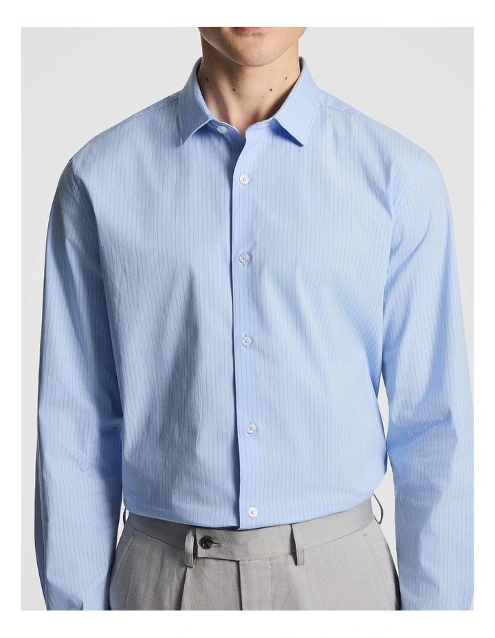 Linear Slim Stretch Dress Shirt in Blue image 3