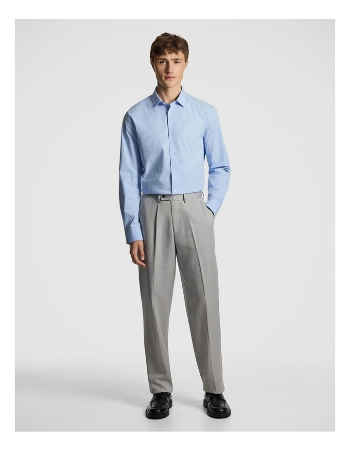Linear Slim Stretch Dress Shirt in Blue image 5