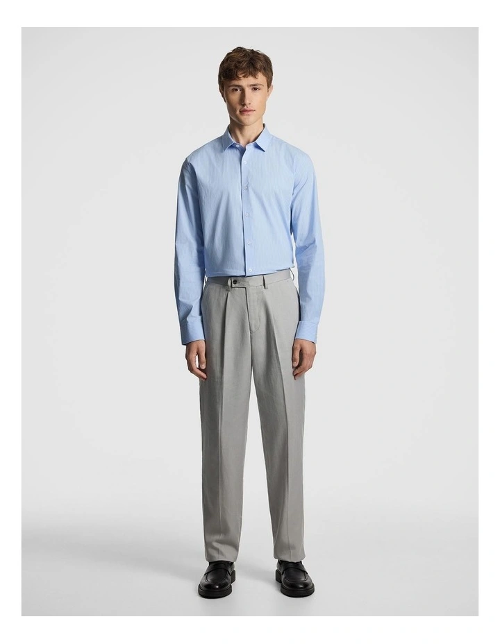 Linear Slim Stretch Dress Shirt in Blue image 6