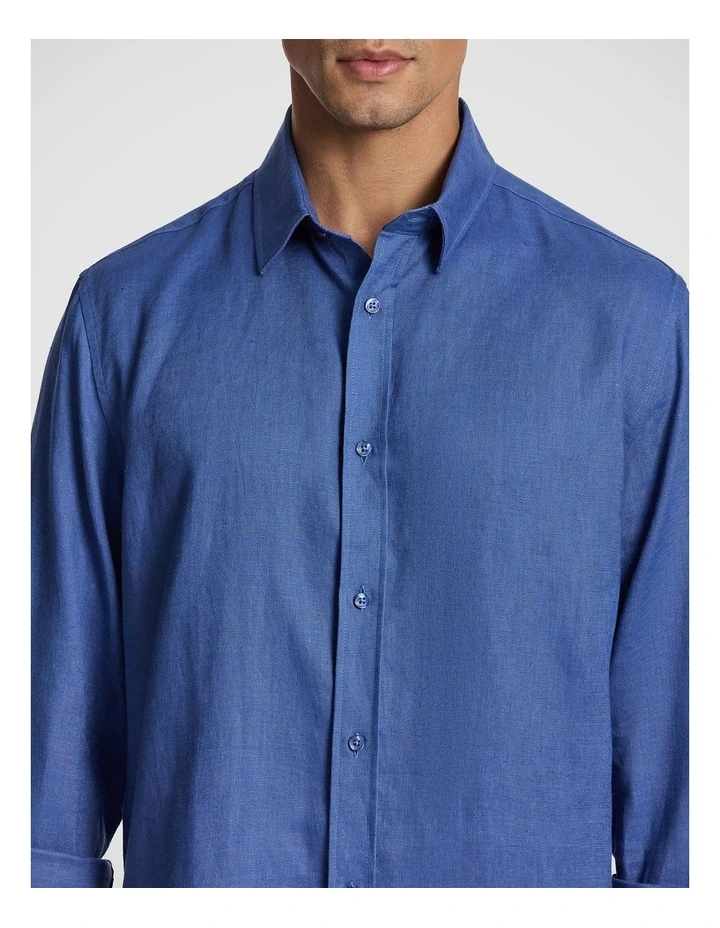 West Hampton Pure Linen Shirt in Vintage Blue image 2