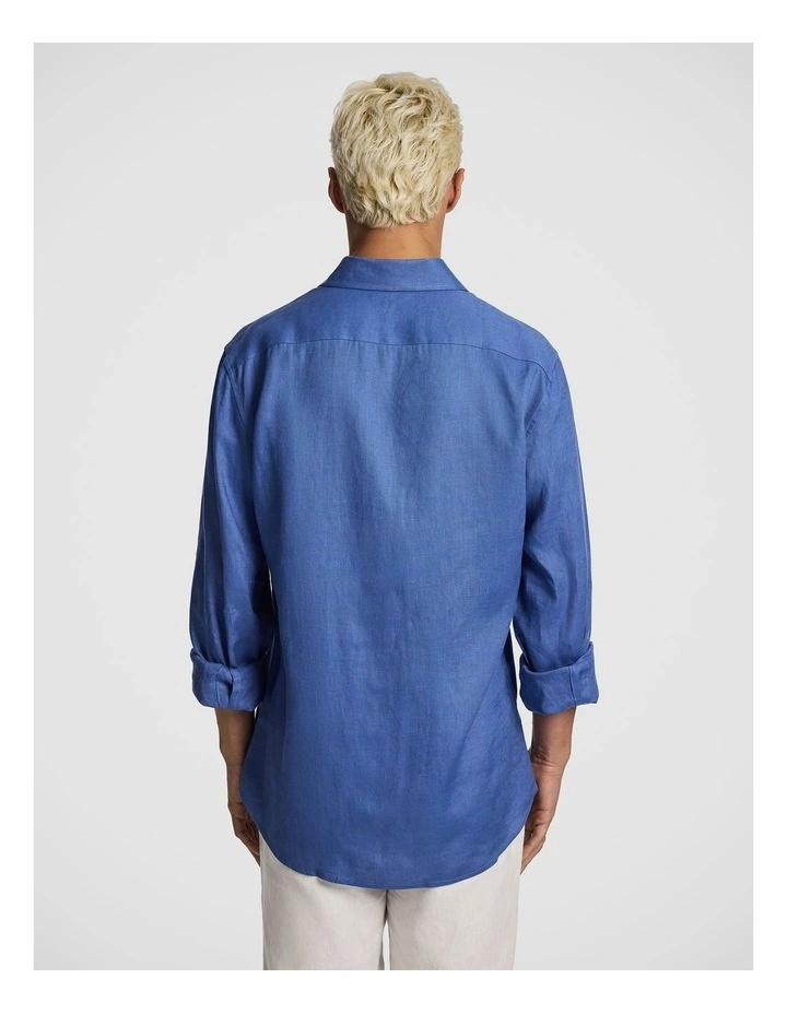 West Hampton Pure Linen Shirt in Vintage Blue image 3