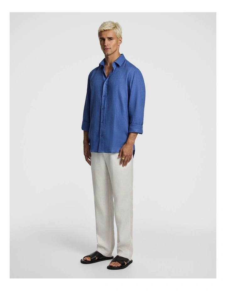 West Hampton Pure Linen Shirt in Vintage Blue image 4