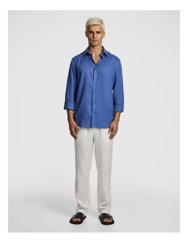 West Hampton Pure Linen Shirt in Vintage Blue image 5