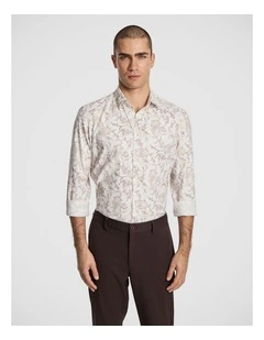 Valencia Slim Paisley Shirt in Chocolate