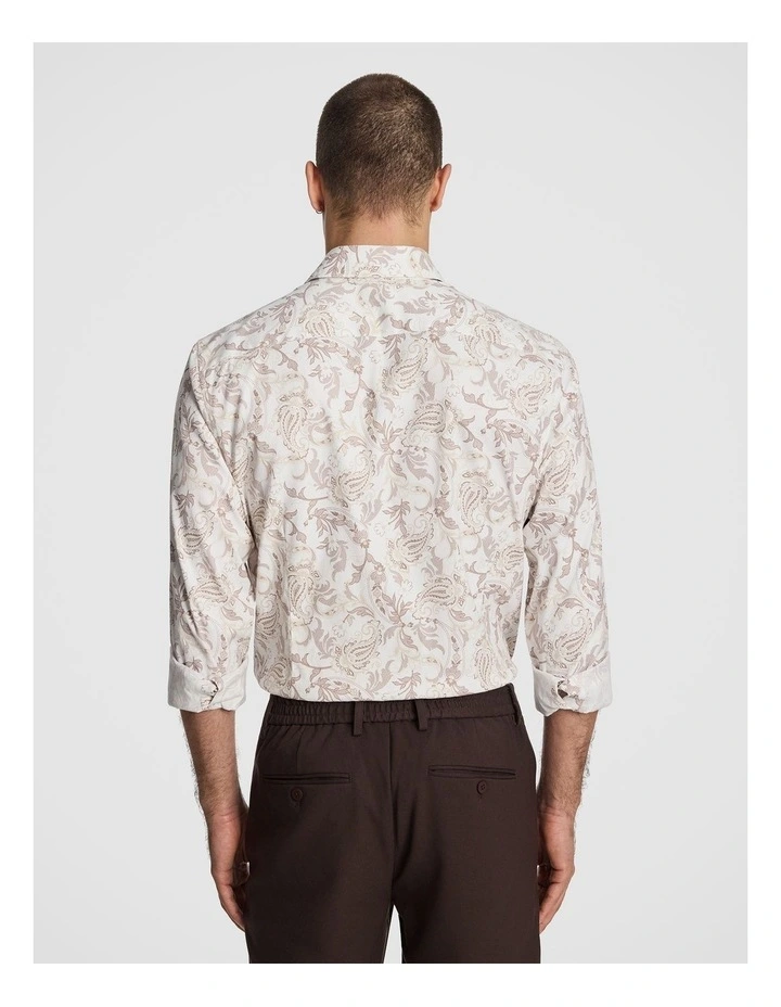 Valencia Slim Paisley Shirt in Chocolate image 2