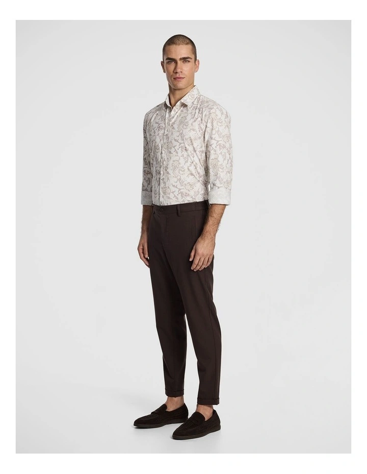 Valencia Slim Paisley Shirt in Chocolate image 3