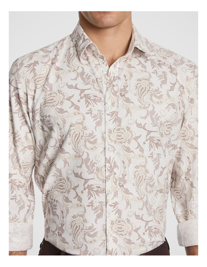 Valencia Slim Paisley Shirt in Chocolate image 4