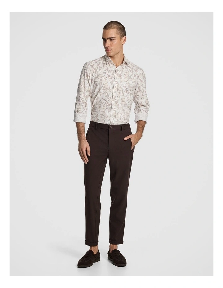 Valencia Slim Paisley Shirt in Chocolate image 5