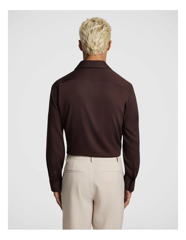 Heathcoat Slim Bamboo Shirt in Chocolate image 3