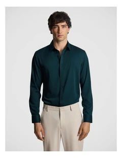 Heathcoat Slim Bamboo Shirt in Dark Teal