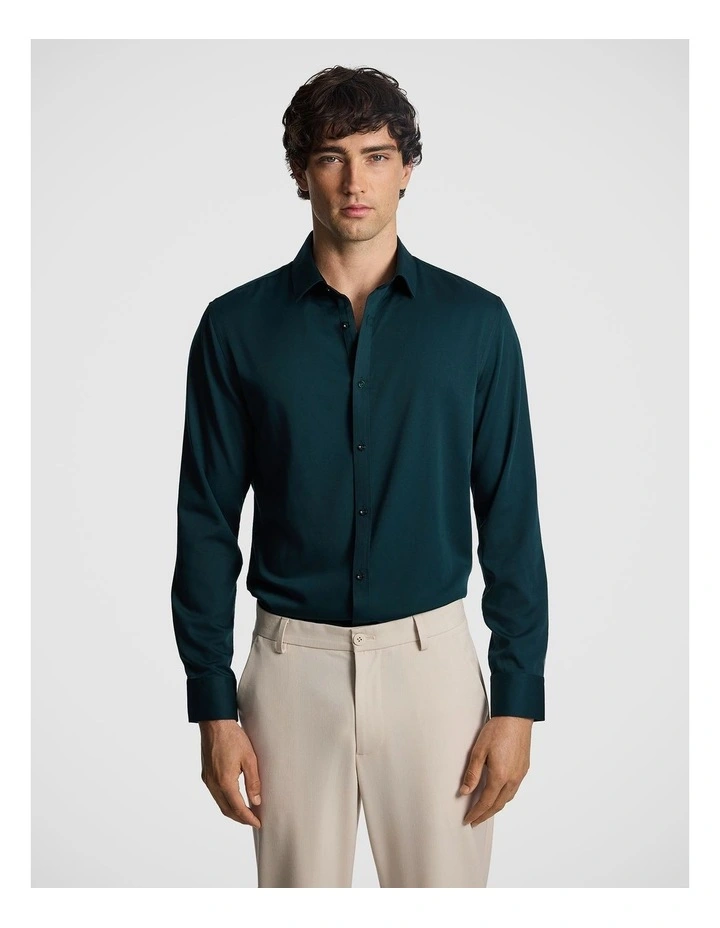 Heathcoat Slim Bamboo Shirt in Dark Teal image 1