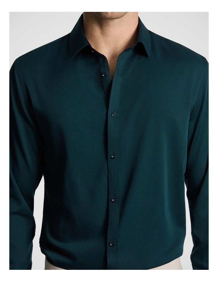 Heathcoat Slim Bamboo Shirt in Dark Teal image 3
