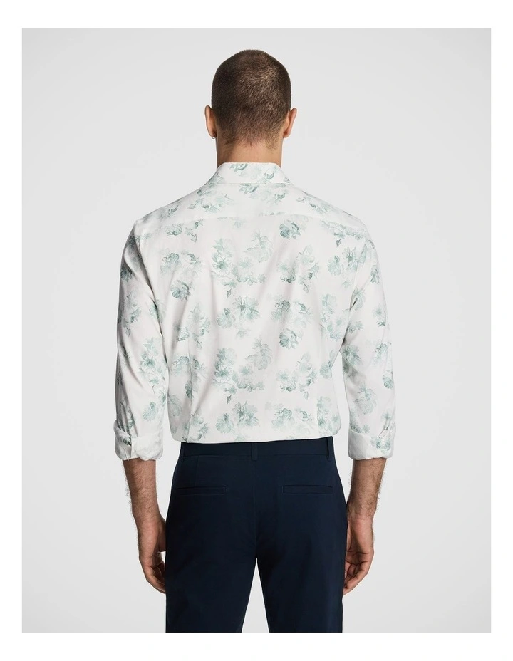 Catalunya Slim Floral Shirt in Sage image 2