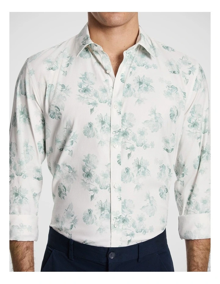 Catalunya Slim Floral Shirt in Sage image 3