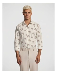 Lucio Slim Floral Shirt in Pink