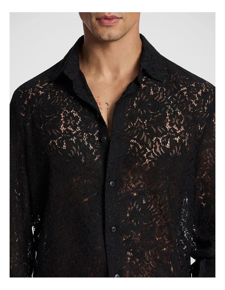 Gianni Lace Shirt in Black image 3