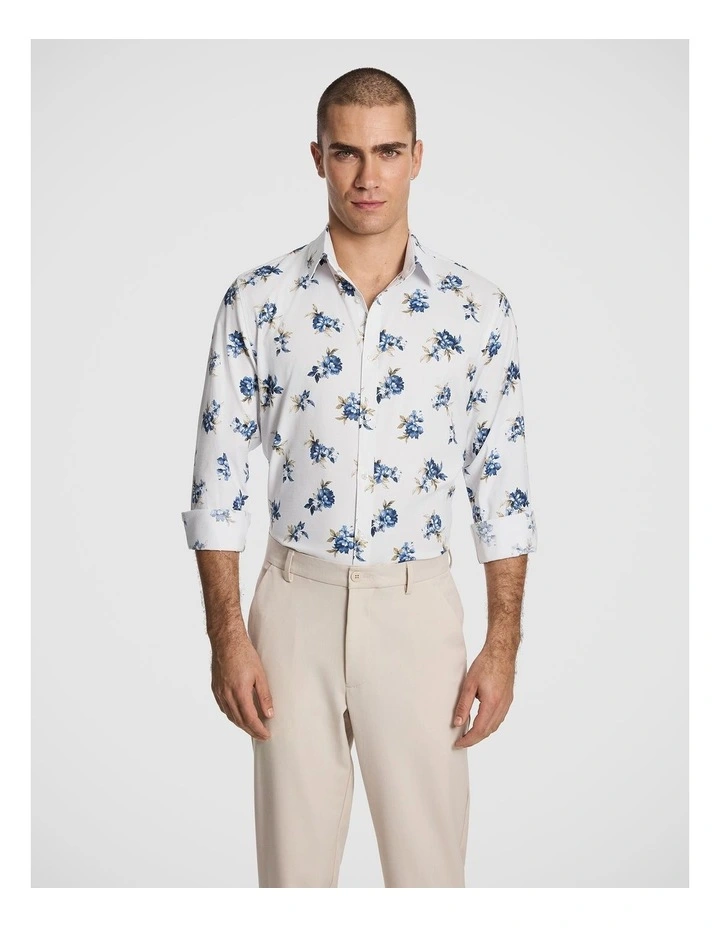 Caspian Slim Floral Shirt in Navy image 1