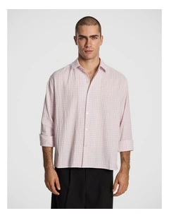 Milano Textured Check Shirt in Light Pink