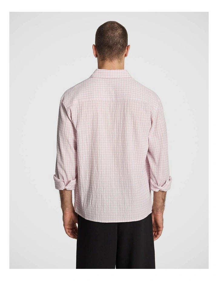 Milano Textured Check Shirt in Light Pink image 2