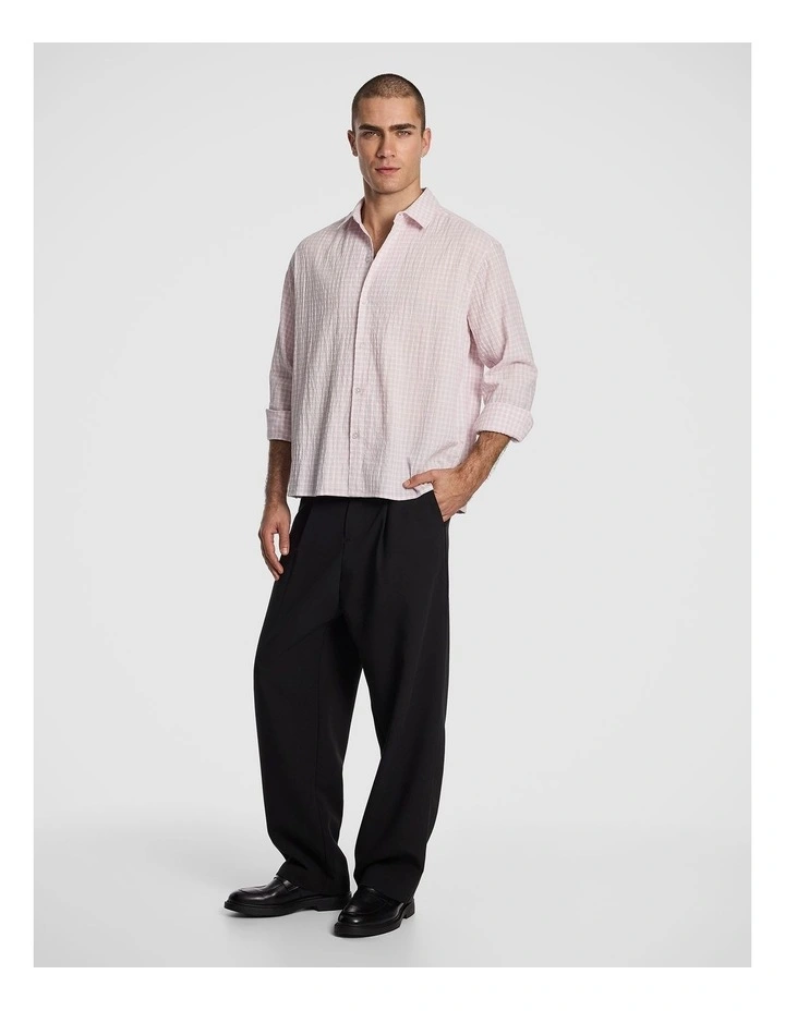 Milano Textured Check Shirt in Light Pink image 4