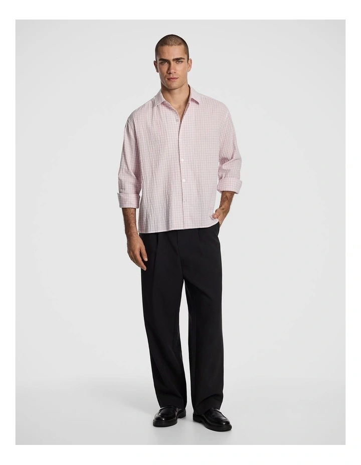 Milano Textured Check Shirt in Light Pink image 5