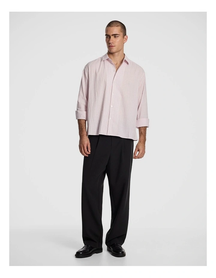 Milano Textured Check Shirt in Light Pink image 6