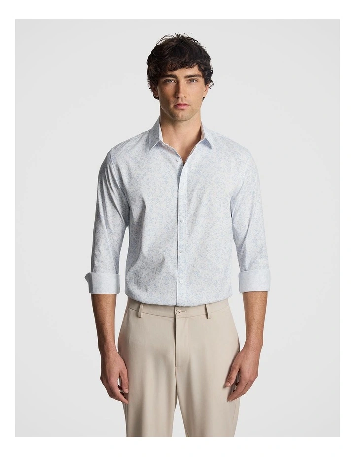 Pax Slim Paisley Print Shirt in Light Blue image 1