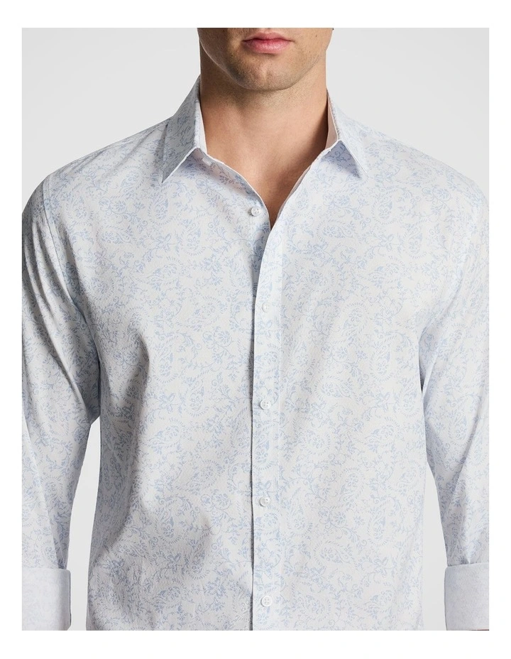 Pax Slim Paisley Print Shirt in Light Blue image 3