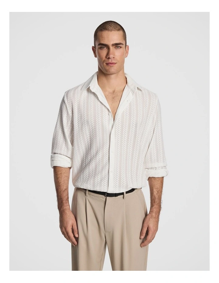 Adriano Textured Shirt in White image 1