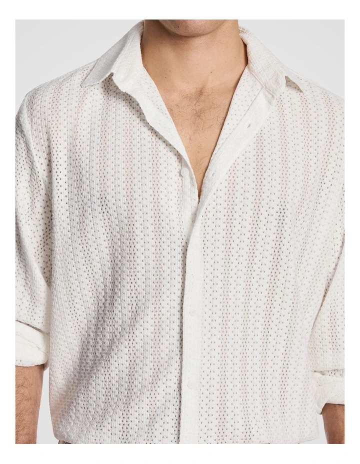 Adriano Textured Shirt in White image 3