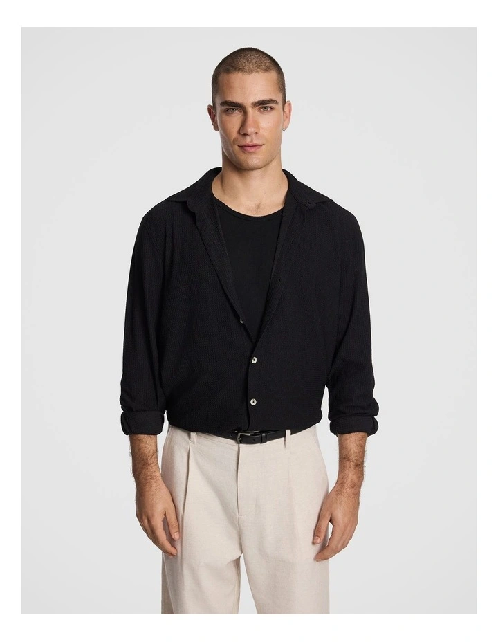 Stefano Textured Shirt in Black image 1
