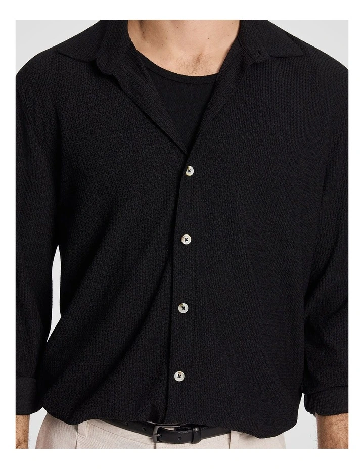 Stefano Textured Shirt in Black image 3