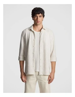 Axis Stripe Textured Shirt in Natural