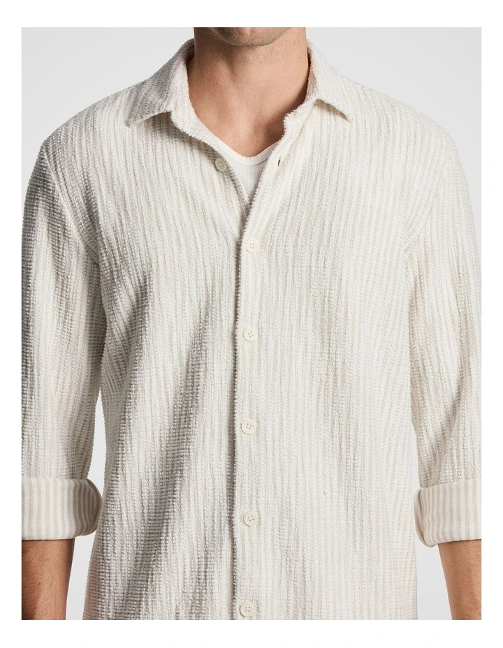 Axis Stripe Textured Shirt in Natural image 3
