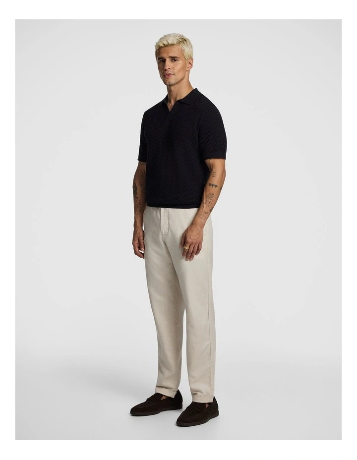 Josh Knitted Polo Shirt in Black image 4