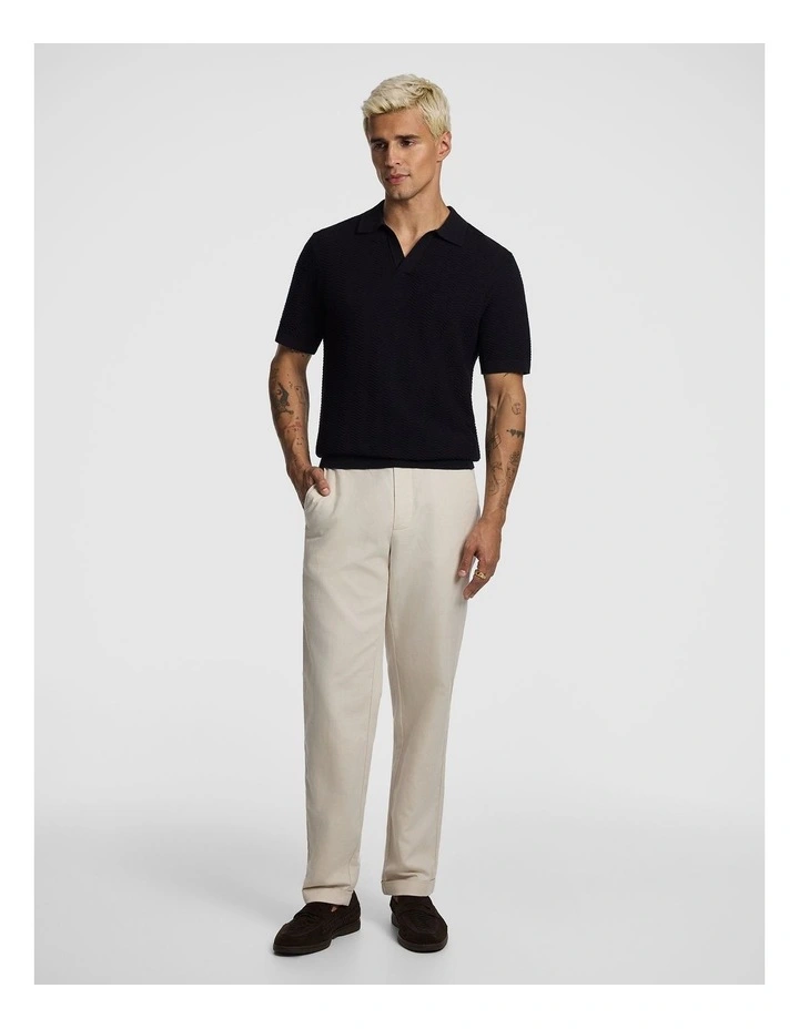 Josh Knitted Polo Shirt in Black image 5
