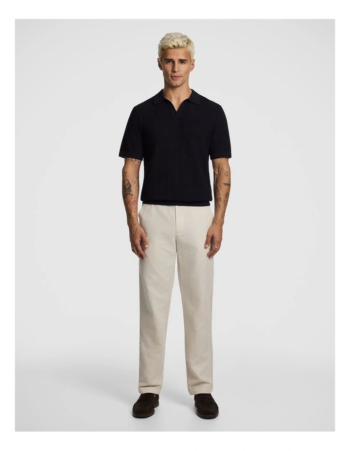 Josh Knitted Polo Shirt in Black image 6