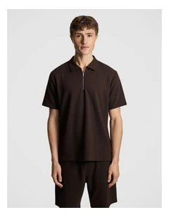Oasis Jersey Polo Shirt in Chocolate
