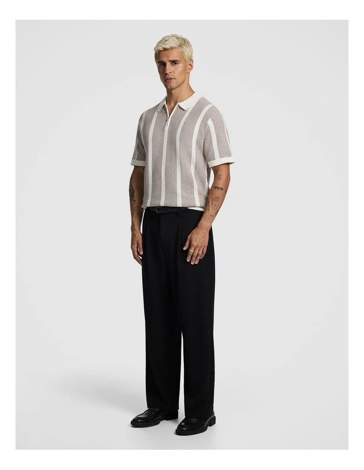 Hutley Knitted Polo Shirt in Brown image 4