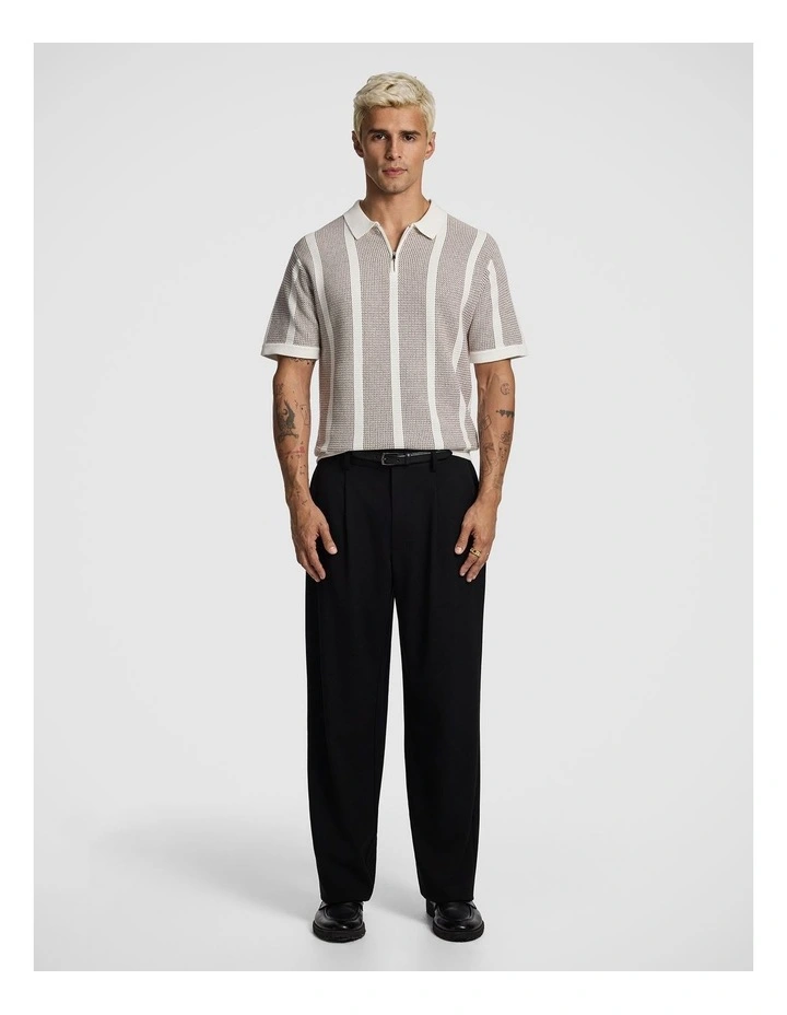 Hutley Knitted Polo Shirt in Brown image 5