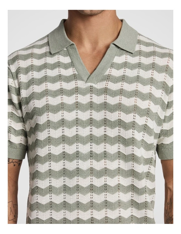 Vance Knitted Polo Shirt in Multi image 3