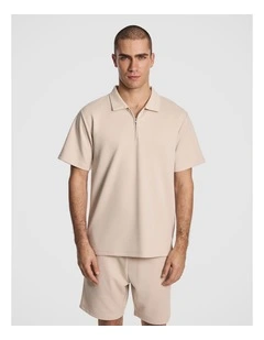 Avenue Jersey Polo Shirt in Natural