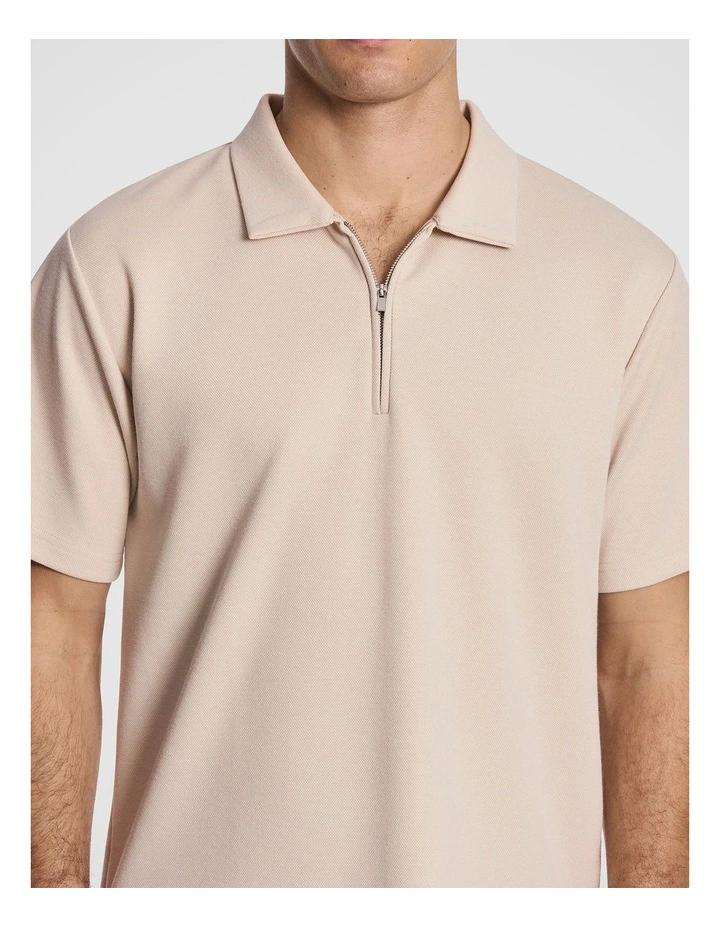 Avenue Jersey Polo Shirt in Natural image 3