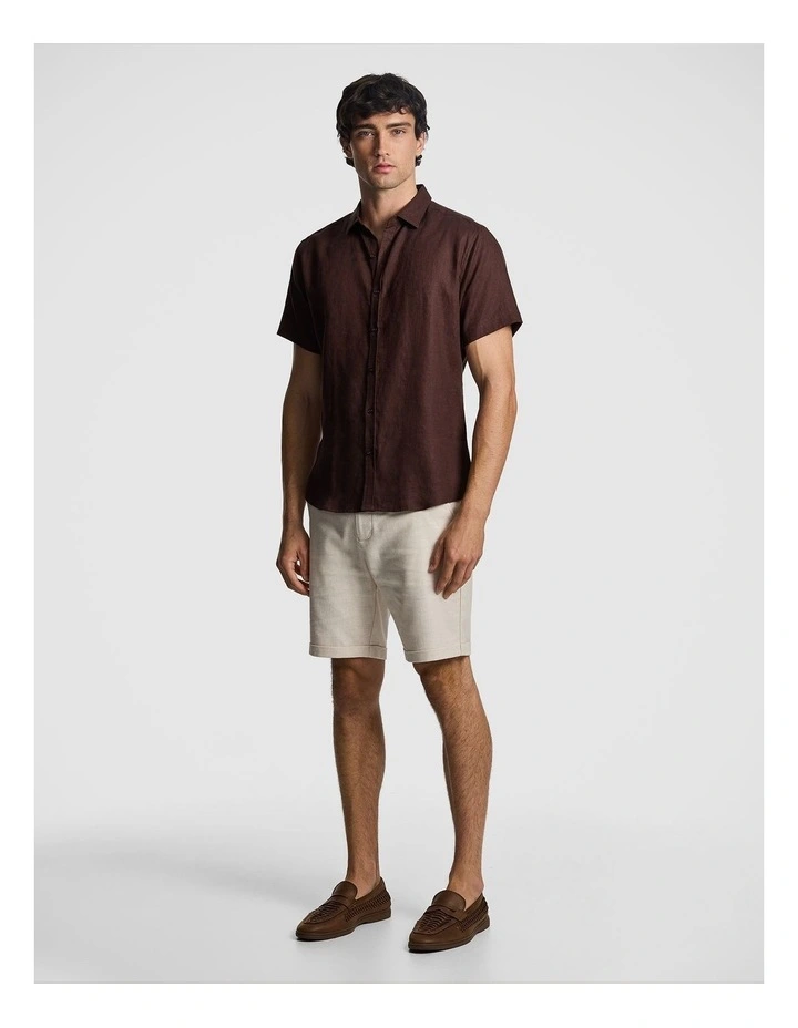 Lewis Pure Linen Shirt in Brown image 4