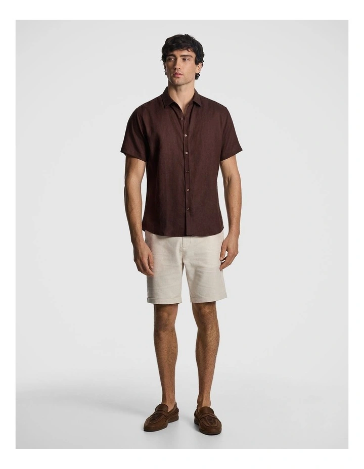 Lewis Pure Linen Shirt in Brown image 5
