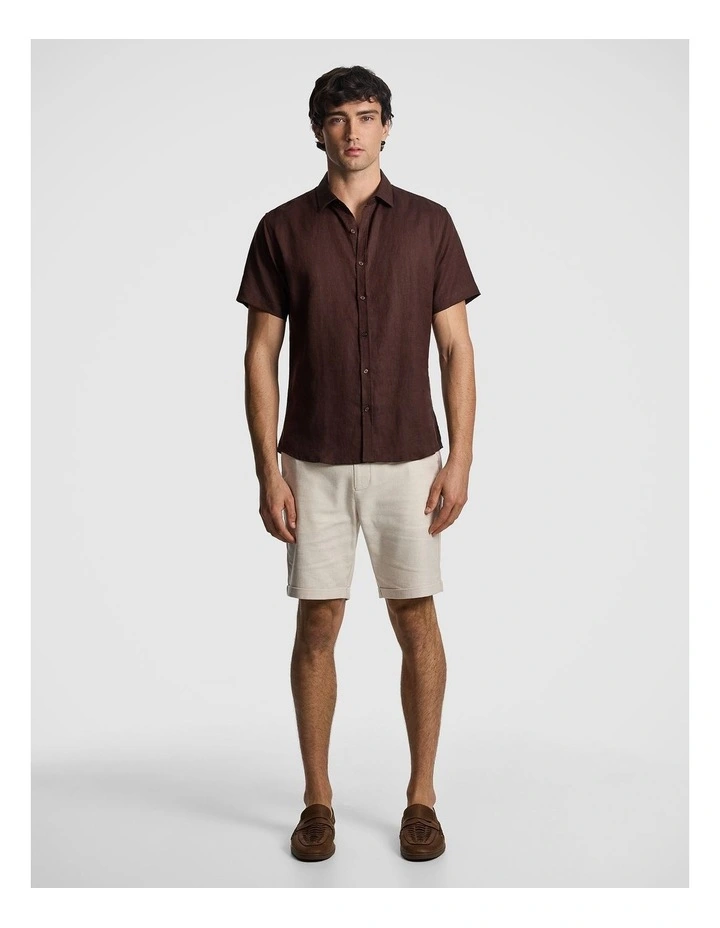 Lewis Pure Linen Shirt in Brown image 6