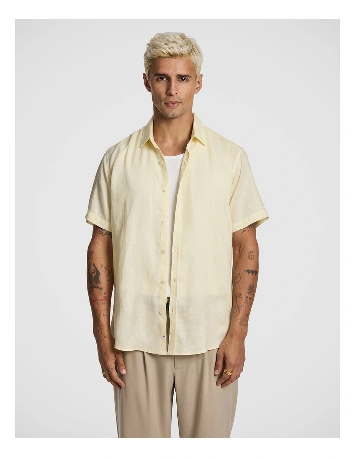Lewis Pure Linen Shirt in Yellow image 1